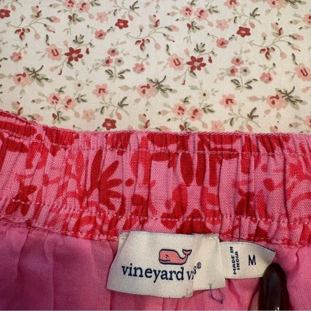 Vineyard Vines Red and Pink Floral Linen Shorts